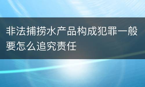 非法捕捞水产品构成犯罪一般要怎么追究责任