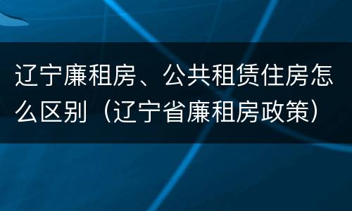辽宁廉租房、公共租赁住房怎么区别（辽宁省廉租房政策）