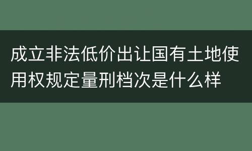 成立非法低价出让国有土地使用权规定量刑档次是什么样