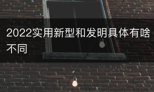 2022实用新型和发明具体有啥不同