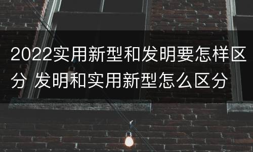 2022实用新型和发明要怎样区分 发明和实用新型怎么区分