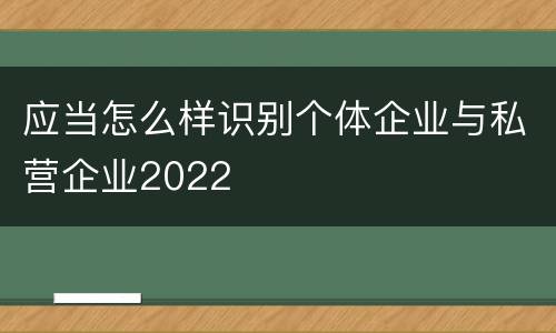 应当怎么样识别个体企业与私营企业2022