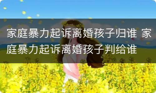 家庭暴力起诉离婚孩子归谁 家庭暴力起诉离婚孩子判给谁