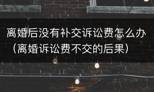 离婚后没有补交诉讼费怎么办（离婚诉讼费不交的后果）