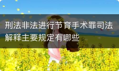 刑法非法进行节育手术罪司法解释主要规定有哪些