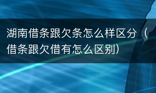 湖南借条跟欠条怎么样区分（借条跟欠借有怎么区别）