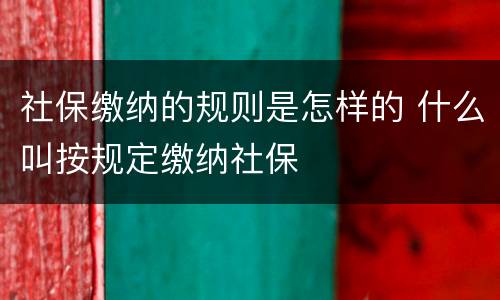 社保缴纳的规则是怎样的 什么叫按规定缴纳社保