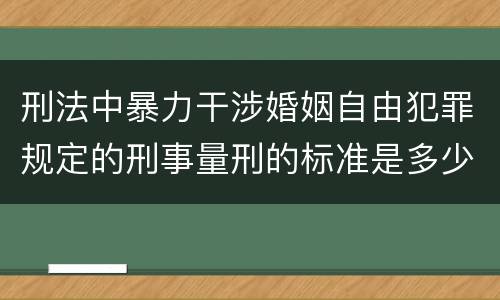 刑法中暴力干涉婚姻自由犯罪规定的刑事量刑的标准是多少