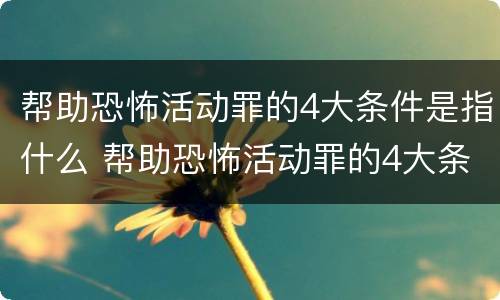 帮助恐怖活动罪的4大条件是指什么 帮助恐怖活动罪的4大条件是指什么意思