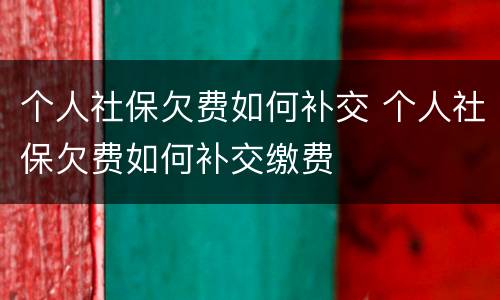 个人社保欠费如何补交 个人社保欠费如何补交缴费