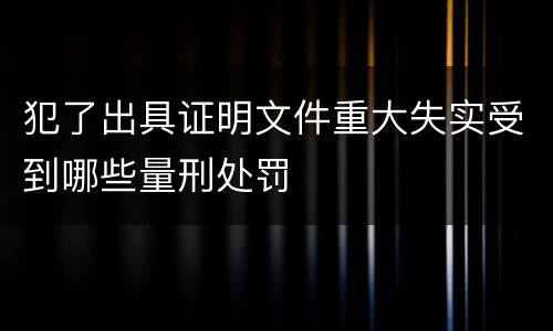 犯了出具证明文件重大失实受到哪些量刑处罚