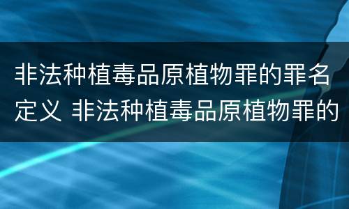 非法种植毒品原植物罪的罪名定义 非法种植毒品原植物罪的罪名定义是