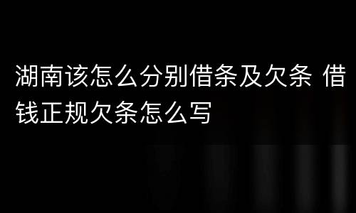湖南该怎么分别借条及欠条 借钱正规欠条怎么写