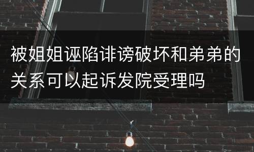 被姐姐诬陷诽谤破坏和弟弟的关系可以起诉发院受理吗