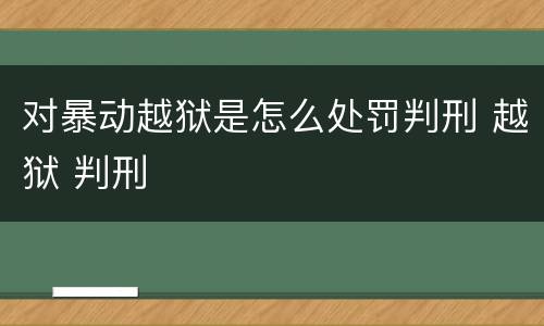 对暴动越狱是怎么处罚判刑 越狱 判刑