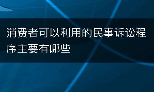 消费者可以利用的民事诉讼程序主要有哪些