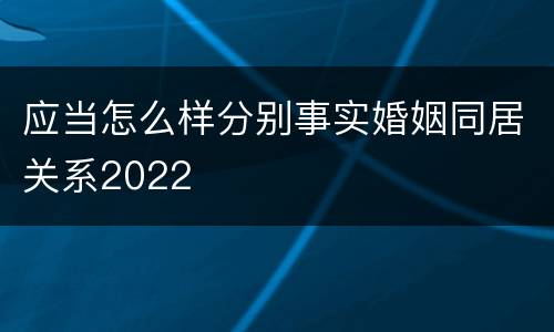 应当怎么样分别事实婚姻同居关系2022