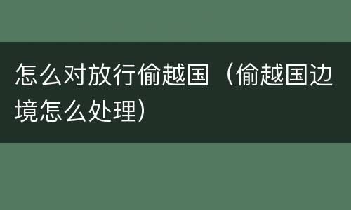 怎么对放行偷越国（偷越国边境怎么处理）