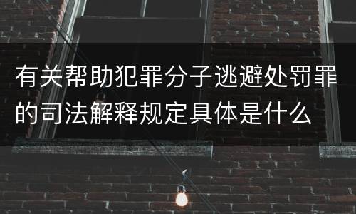 有关帮助犯罪分子逃避处罚罪的司法解释规定具体是什么