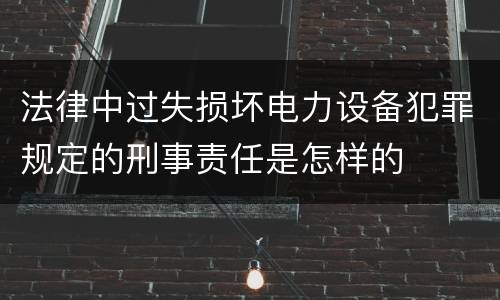 法律中过失损坏电力设备犯罪规定的刑事责任是怎样的
