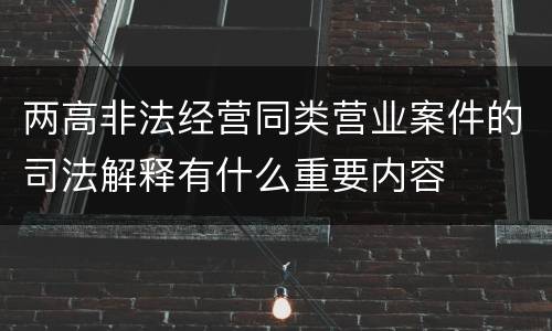 两高非法经营同类营业案件的司法解释有什么重要内容