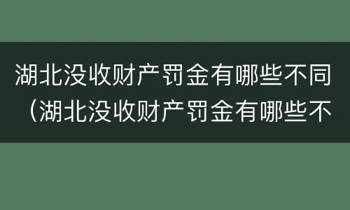 湖北没收财产罚金有哪些不同（湖北没收财产罚金有哪些不同情况）