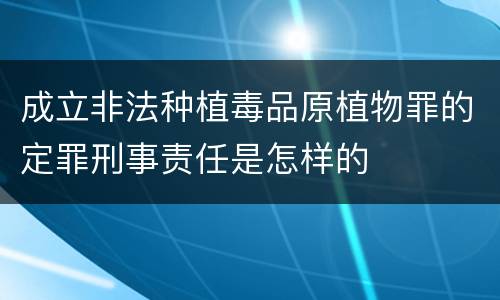 成立非法种植毒品原植物罪的定罪刑事责任是怎样的