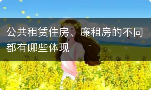 公共租赁住房、廉租房的不同都有哪些体现