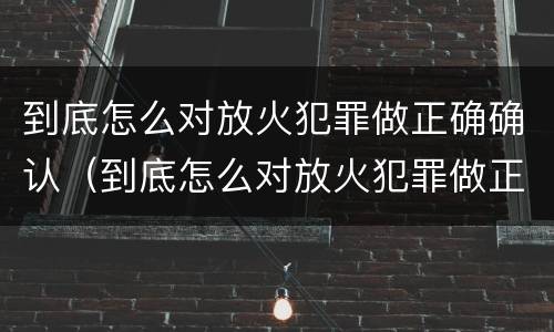 到底怎么对放火犯罪做正确确认（到底怎么对放火犯罪做正确确认的事情）