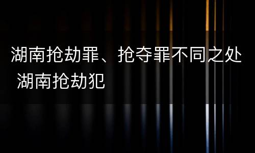 湖南抢劫罪、抢夺罪不同之处 湖南抢劫犯