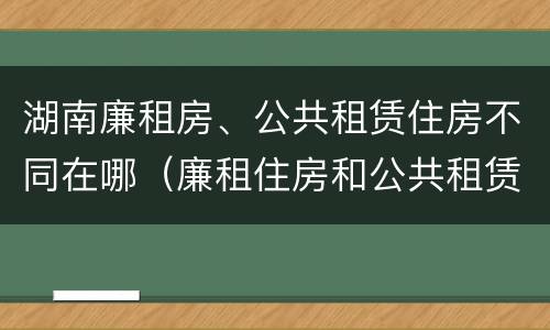 湖南廉租房、公共租赁住房不同在哪（廉租住房和公共租赁住房的区别）