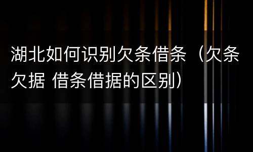 湖北如何识别欠条借条（欠条欠据 借条借据的区别）