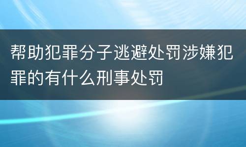 帮助犯罪分子逃避处罚涉嫌犯罪的有什么刑事处罚
