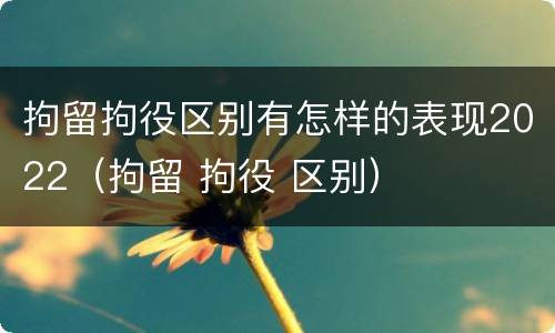 拘留拘役区别有怎样的表现2022（拘留 拘役 区别）