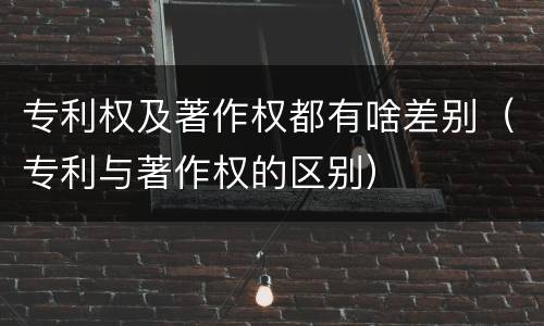 专利权及著作权都有啥差别（专利与著作权的区别）