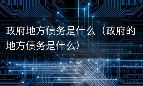 政府地方债务是什么（政府的地方债务是什么）