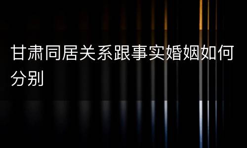 甘肃同居关系跟事实婚姻如何分别