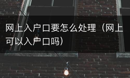 网上入户口要怎么处理（网上可以入户口吗）