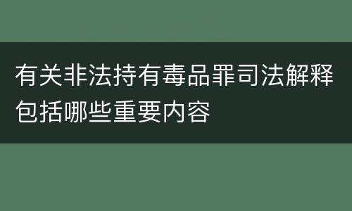 有关非法持有毒品罪司法解释包括哪些重要内容