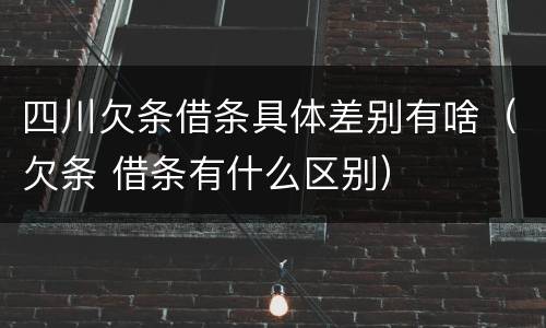 四川欠条借条具体差别有啥（欠条 借条有什么区别）