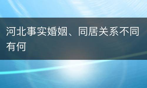 河北事实婚姻、同居关系不同有何