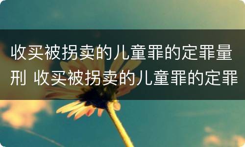 收买被拐卖的儿童罪的定罪量刑 收买被拐卖的儿童罪的定罪量刑依据