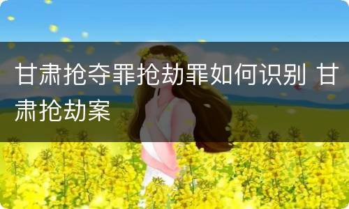 甘肃抢夺罪抢劫罪如何识别 甘肃抢劫案