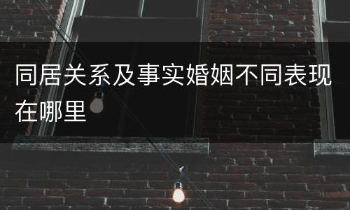 同居关系及事实婚姻不同表现在哪里