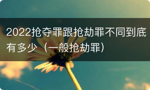 2022抢夺罪跟抢劫罪不同到底有多少（一般抢劫罪）