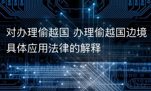 对办理偷越国 办理偷越国边境具体应用法律的解释