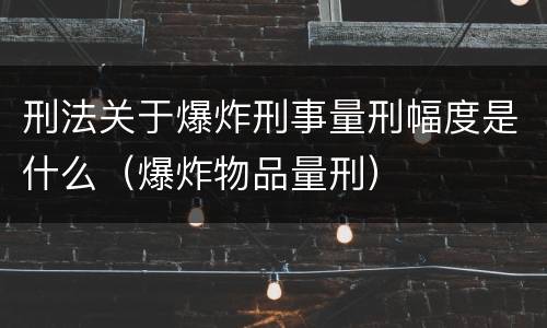 刑法关于爆炸刑事量刑幅度是什么（爆炸物品量刑）