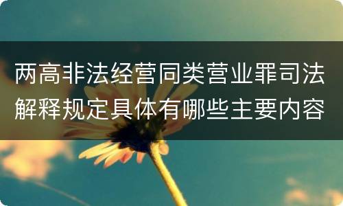 两高非法经营同类营业罪司法解释规定具体有哪些主要内容