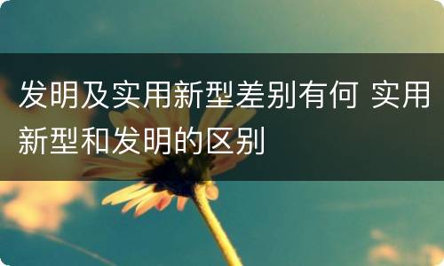 发明及实用新型差别有何 实用新型和发明的区别