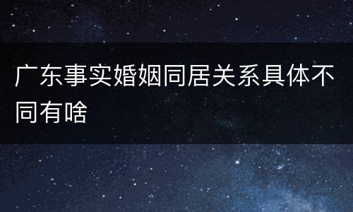广东事实婚姻同居关系具体不同有啥